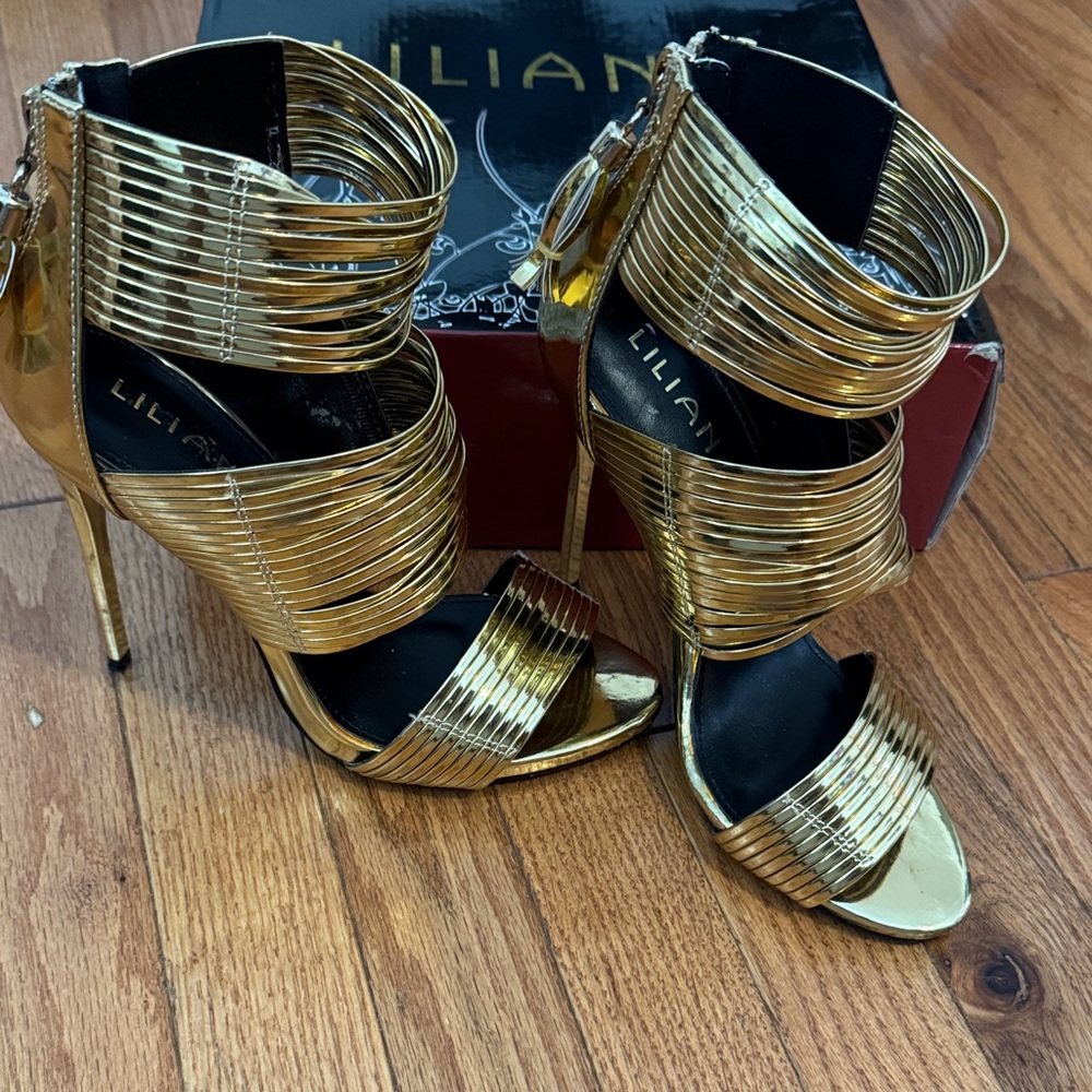 Liliana Metallic Gold Strappy Heels